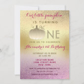 1e Verjaardag Glitter Roze Goud Onze Kleine Pompoe Kaart (Voorkant)