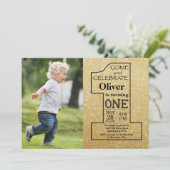 1e verjaardag Gold Glitter en zwarte foto Kaart (Staand voorkant)