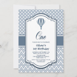 1e verjaardag Grijze Hete Luchtballonpartij Kaart