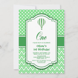 1e verjaardag Groene Hete Luchtballonpartij Kaart