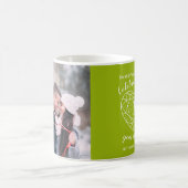 1e verjaardag groene peridot hartfoto op maat koffiemok (Center)