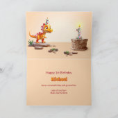 1e verjaardag groot aantal foto | Dino Little Drag Kaart (Binnen)