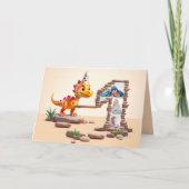 1e verjaardag groot aantal foto | Dino Little Drag Kaart (Voorkant)