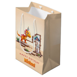 1e verjaardag groot aantal foto Little Dino Drag Medium Cadeauzakje