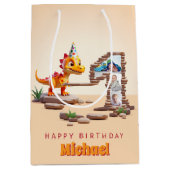 1e verjaardag groot aantal foto | Little Dino Drag Medium Cadeauzakje (Voorkant)