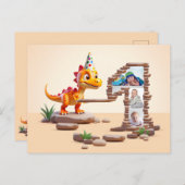 1e Verjaardag Groot Nummer Foto | Draak Kleine Din Briefkaart (Voorkant / Achterkant)