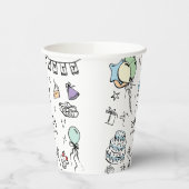 1e verjaardag hand getekend papieren bekers (Links)