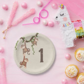 1e verjaardag Hangende apen Papieren Bordje (Feest)