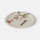 1e verjaardag Hangende apen Papieren Bordje (Gekanteld)