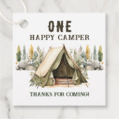 1e verjaardag Happy Camper Kids Verjaardagsfeest Bedankjes Labels (Voorkant)
