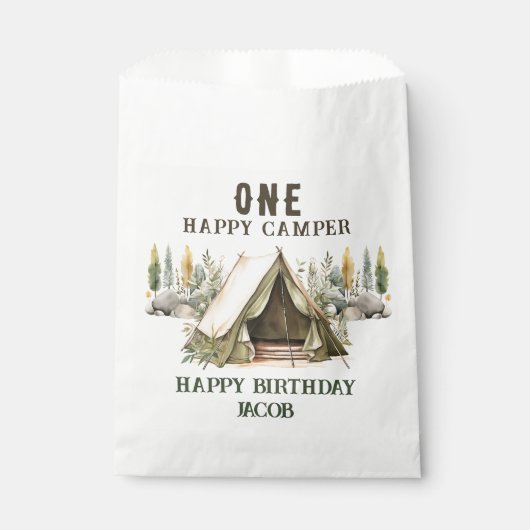 1e verjaardag Happy Camper Kids Verjaardagsfeest Bedankzakje (Voorkant)