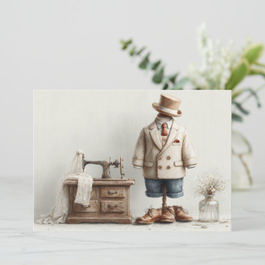 1e verjaardag Haute Couture Baby Boy & Atelier Kaart (Staand voorkant)