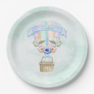 1e verjaardag Heet Luchtballon Blauw Mint Perzik Papieren Bordje