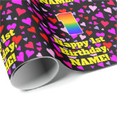 1e verjaardag: Het liefhebbende Kunstpatroon van h Cadeaupapier (Rol Hoek)