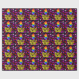 1e verjaardag: Het liefhebbende Kunstpatroon van h Cadeaupapier