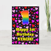 1e verjaardag: Het liefhebbende Kunstpatroon van h Kaart (Voorkant)