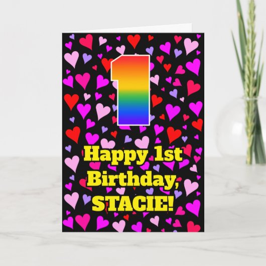 1e verjaardag: Het liefhebbende Kunstpatroon van h Kaart (Voorkant)