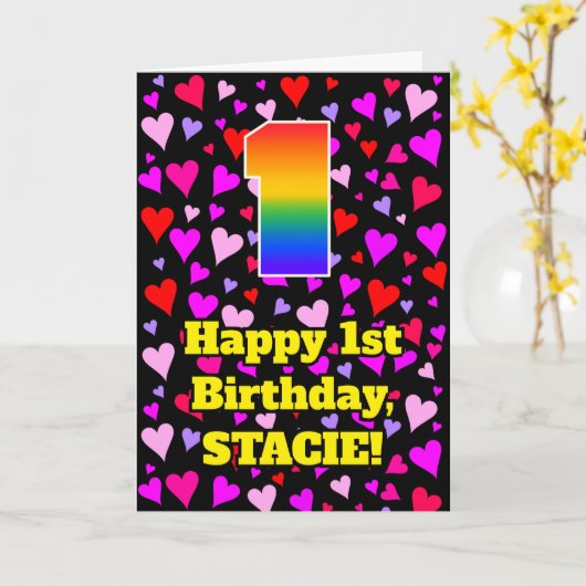 1e verjaardag: Het liefhebbende Kunstpatroon van h Kaart (Gele Bloem)