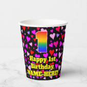 1e verjaardag: Het liefhebbende Kunstpatroon van h Papieren Bekers (Voorkant)