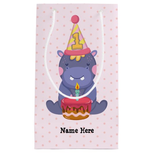 1e verjaardag Hippo Klein Cadeauzakje (Voorkant)