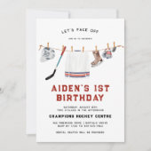 1e verjaardag  | Hockey verjaardagsfeestje uitnodi Kaart (Voorkant)