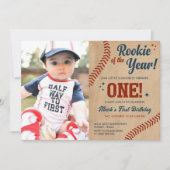  1e verjaardag honkbal foto uitnodiging (Voorkant)