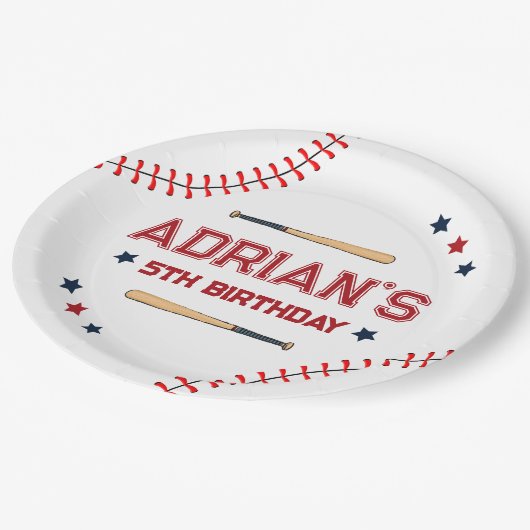 1e verjaardag honkbal papieren bordje (Gekanteld)