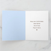 1e Verjaardag Jongen Blauw Schattige Olifant Ballo Kaart (Binnen)