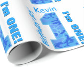 1e verjaardag Jongen Blauwe Camo Een jaar oud B3BZ Cadeaupapier (Rol Hoek)