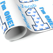 1e verjaardag Jongen Blue hoort een jaar oud B01Z Cadeaupapier (Rol Hoek)