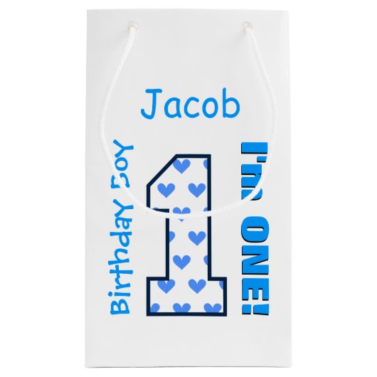 1e verjaardag Jongen Blue hoort een jaar oud B01Z Klein Cadeauzakje (Achterkant)