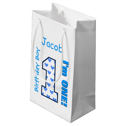 1e verjaardag Jongen Blue hoort een jaar oud B01Z Klein Cadeauzakje (Achterkant Gekanteld)