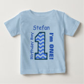 1e Verjaardag Jongen CHEVRON Een Jaar Aangepaste N (Voorkant)