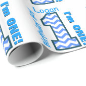 1e verjaardag Jongen Chevron Een jaar oude Douane  Cadeaupapier (Rol Hoek)