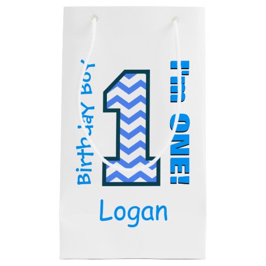 1e verjaardag Jongen Chevron Een jaar oude Douane  Klein Cadeauzakje (Voorkant)