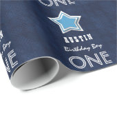 1e verjaardag jongen een jaar oud marine witte ste cadeaupapier (Rol Hoek)