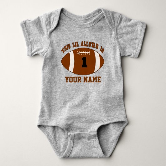 1e Verjaardag Jongen Football Gepersonaliseerd T-s Romper (Voorkant)