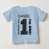 1e Verjaardag Jongen GIRAFFE Een Jaar Aangepaste N (Voorkant)