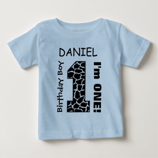 1e Verjaardag Jongen GIRAFFE Een Jaar Aangepaste N (Voorkant)