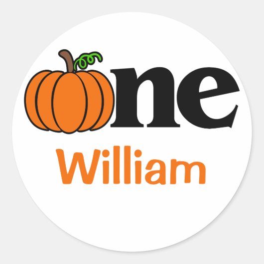 1e verjaardag Jongen Herfst Pumpkin gepersonalisee Ronde Sticker (Voorkant)