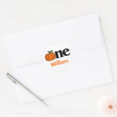 1e verjaardag Jongen Herfst Pumpkin gepersonalisee Ronde Sticker (Envelop)