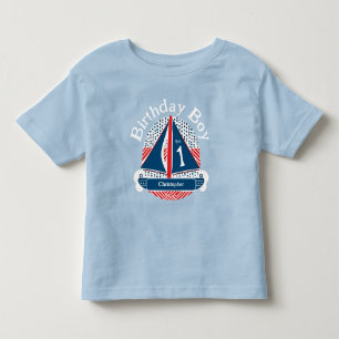 1e verjaardag jongen nautische zeilboot patronen kinder shirts