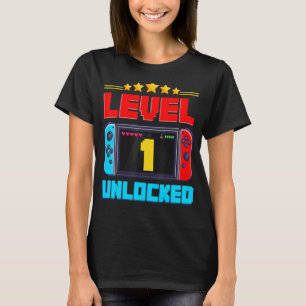 1e verjaardag Jongen Niveau 1 ontgrendelde videoba T-shirt