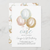 1e verjaardag jongen One-ballonnen Kaart (Voorkant / Achterkant)