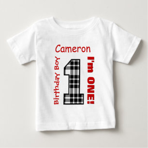 1e Verjaardag Jongen PLAID 1 Jaar Custom Name V12B