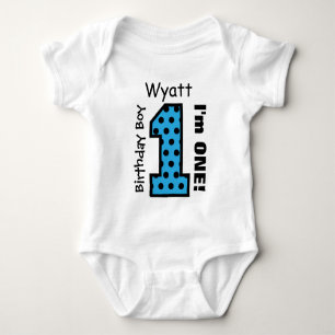 1e Verjaardag Jongen POLKA DOTS 1 Jaar Custom Name Romper