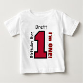 1e Verjaardag Jongen ROOD Een Jaar Aangepaste Naam (Voorkant)