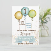 1e verjaardag jongen uitnodigen, jongen verjaardag kaart (Staand voorkant)