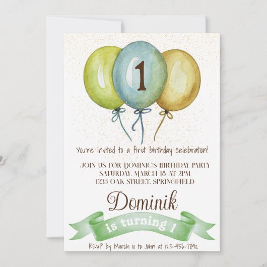 1e verjaardag jongen uitnodigen, jongen verjaardag kaart (Voorkant)