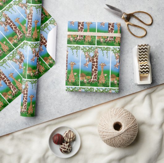 1e verjaardag jungle dieren cadeaupapier (Crafts)